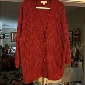 Classic Red Knit Cardigan